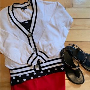 Dynamite white and black V-Neck Cardigan